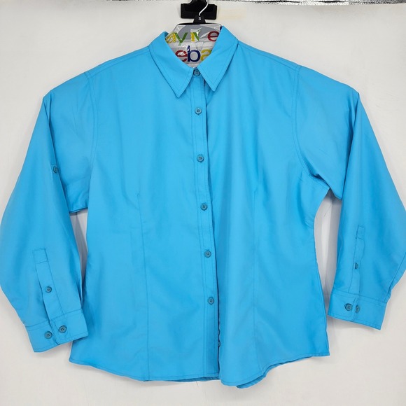 GameGuard Shirt Womens XL Western Button Down Vented Fishing Outdoors Blue - Picture 1 of 11